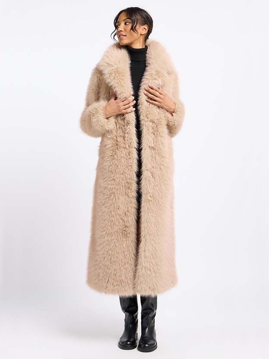 Fake Fur Mantel Moon-Lake in Beige