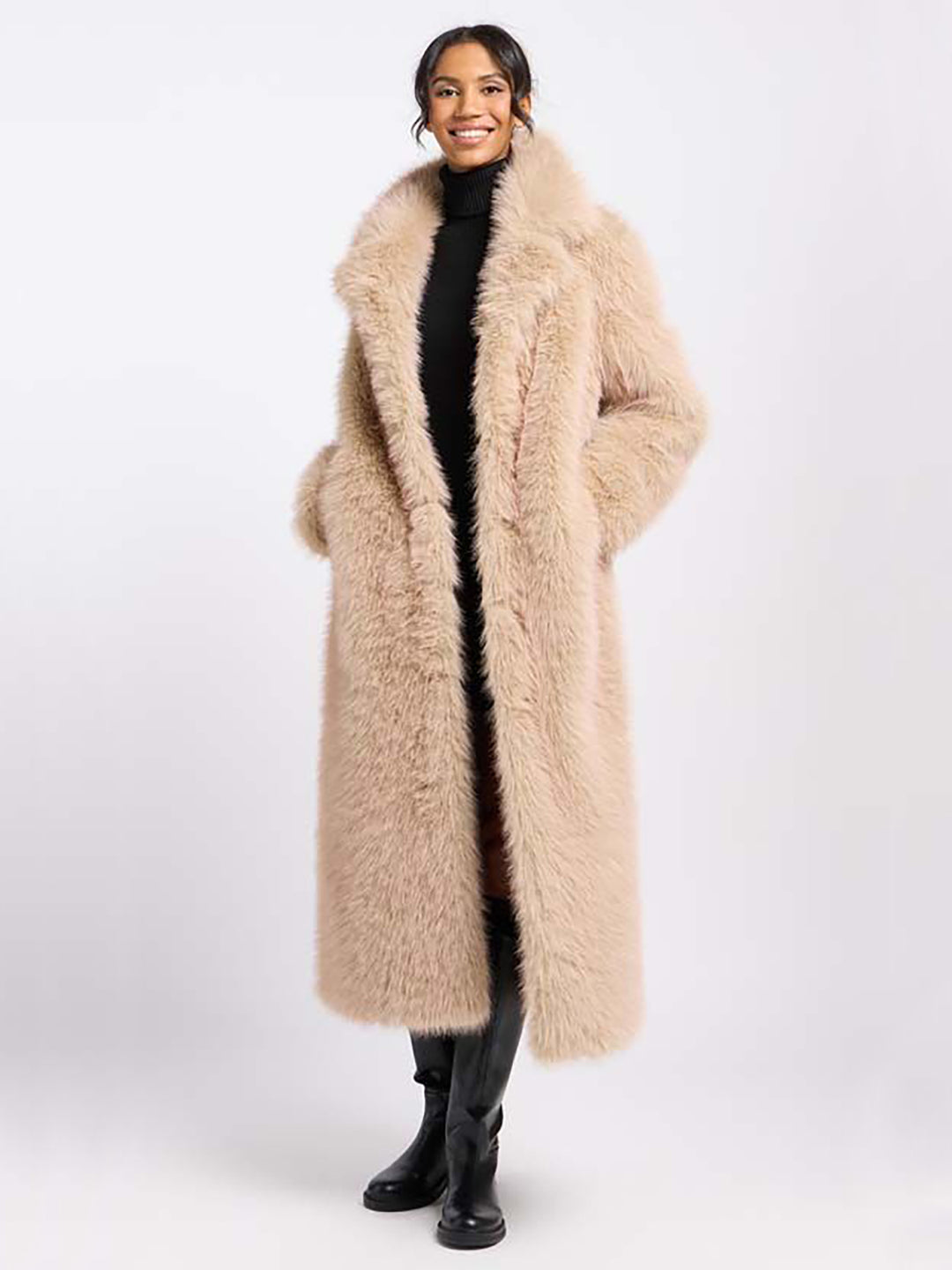 Fake Fur Mantel Moon-Lake in Beige