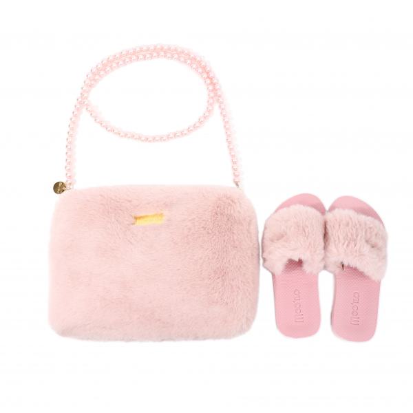 Schuh Teddy Rose mit Teddy Clutch