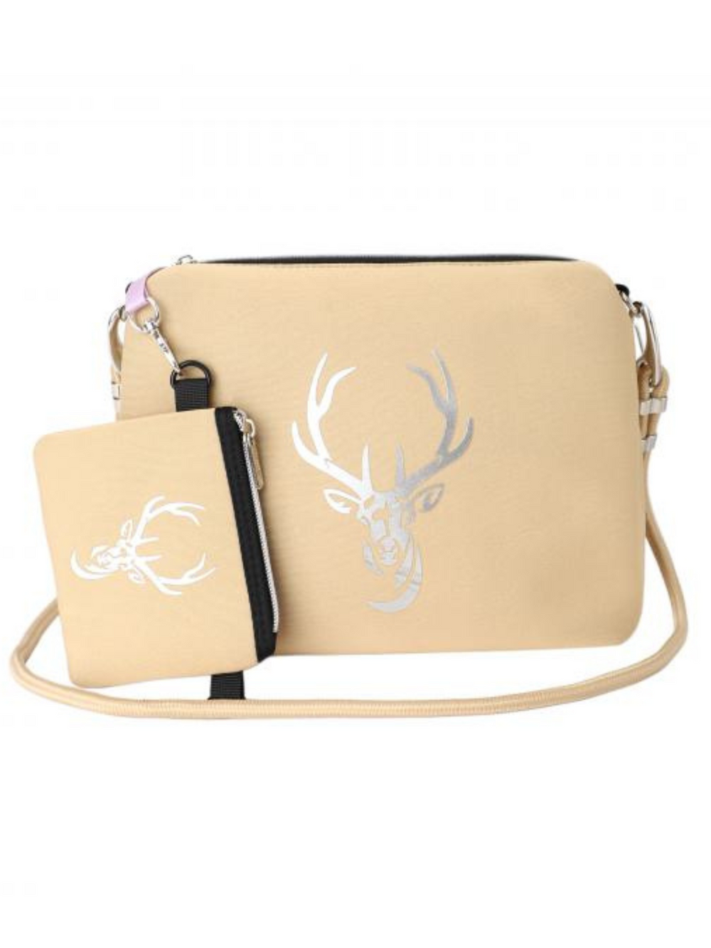 Tasche Cleo Hirsch in Beige Silber