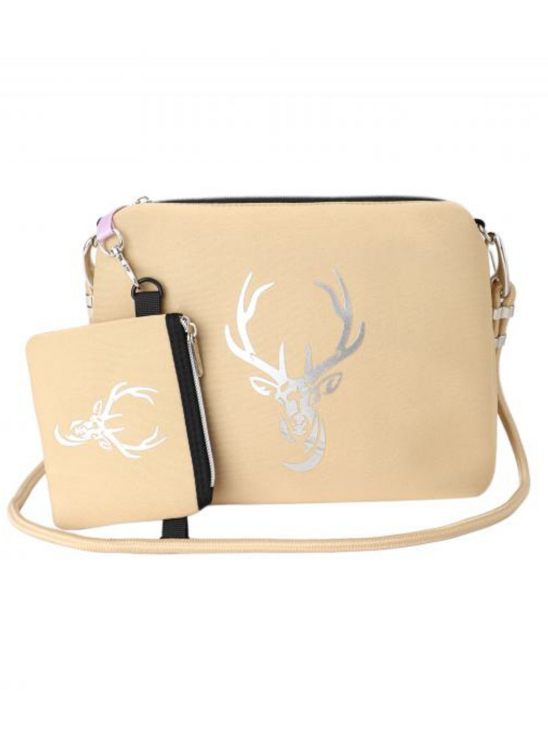 Tasche Cleo Hirsch in Beige Silber
