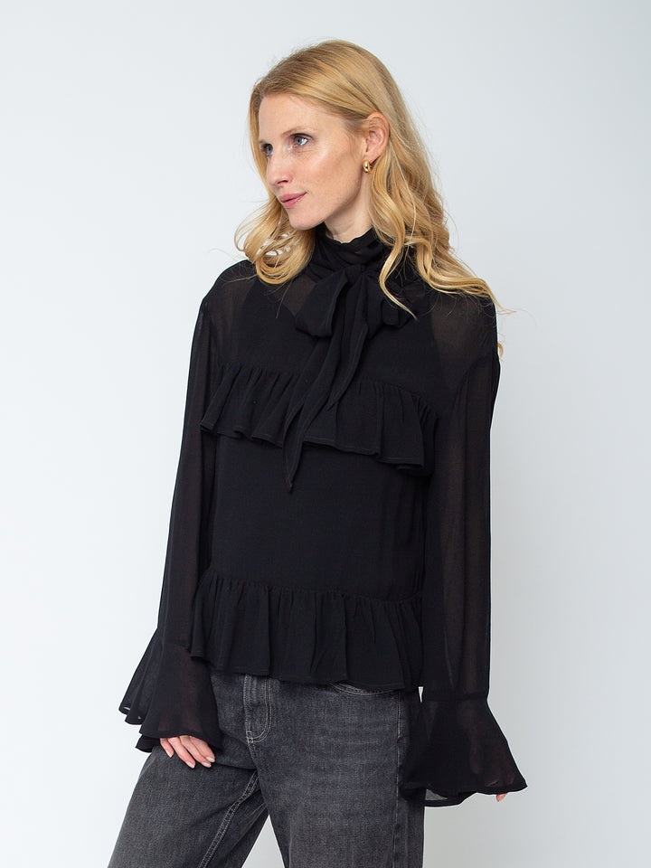 Schluppenbluse Schwarz