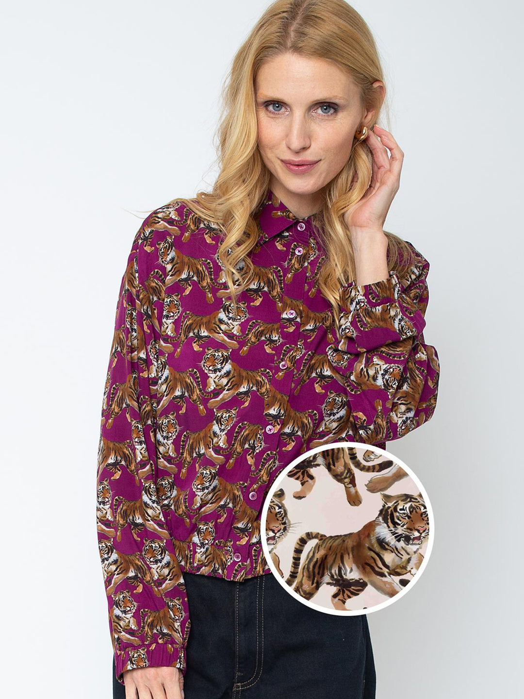 Cropped Blouson Bluse Tiger