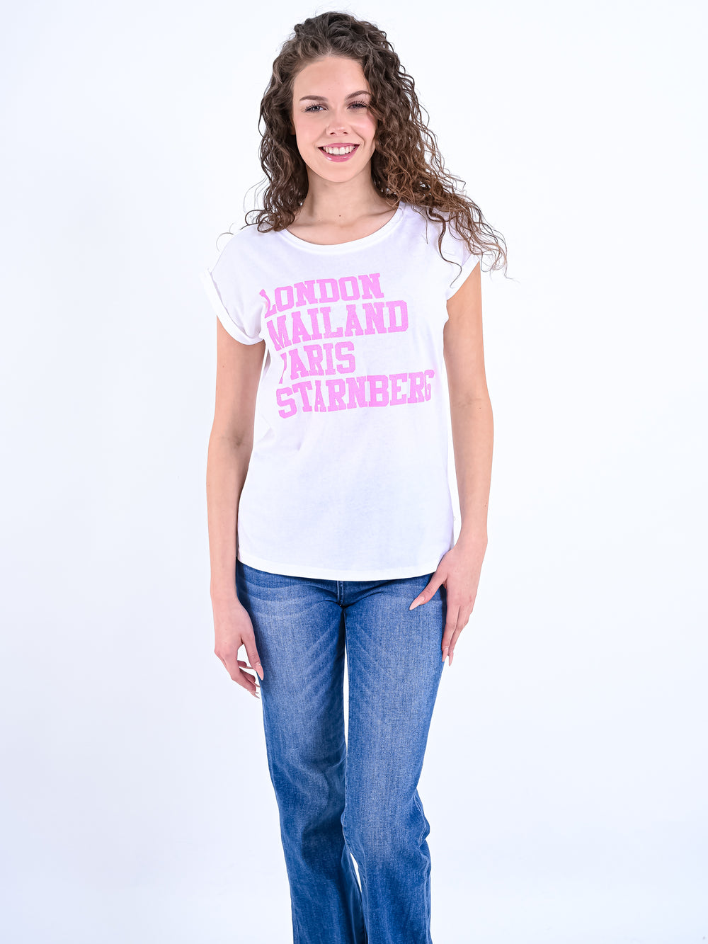 T-Shirt Studs "London Mailand Paris Starnberg" Pink