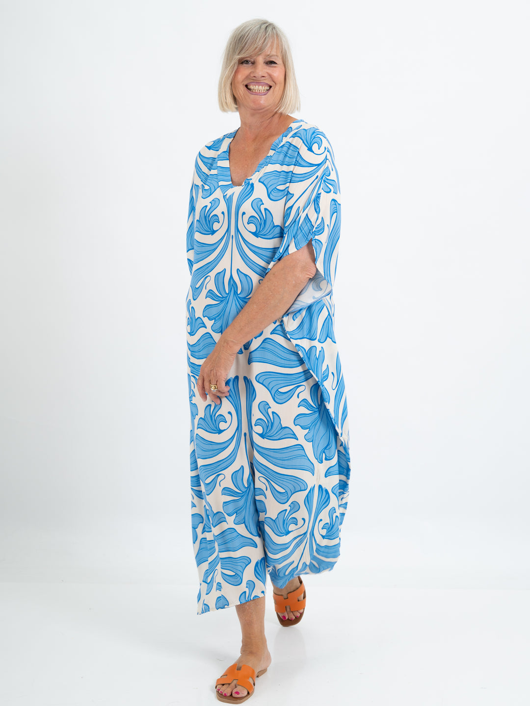 Sommerkleid Leaves Blau