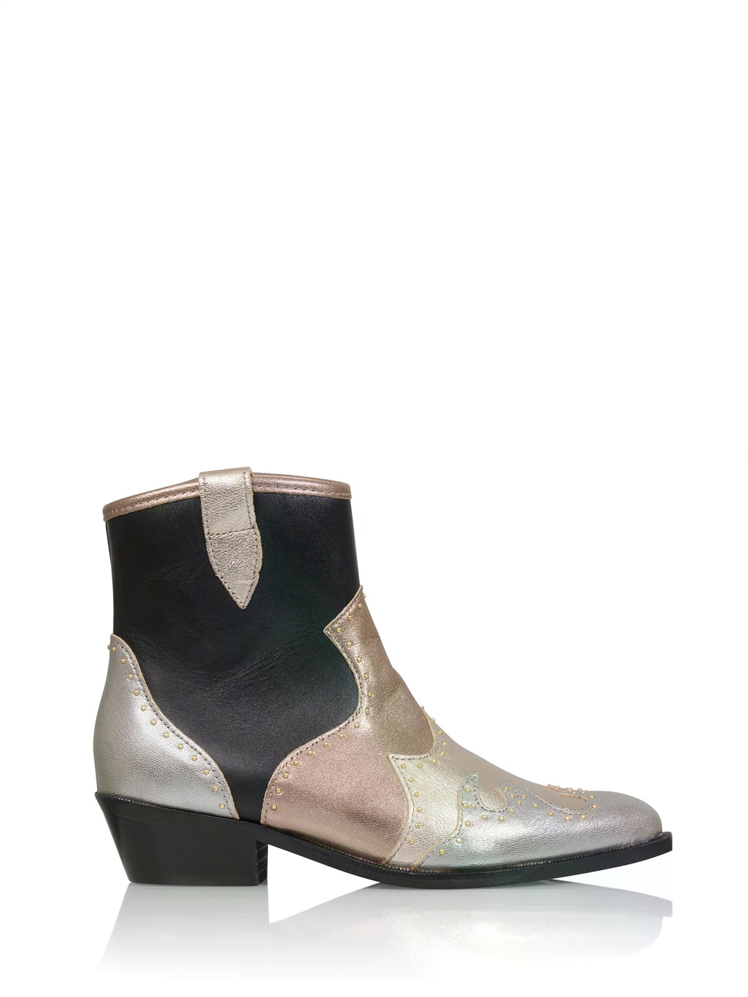 Westernstiefel Lyon Studs Schwarz Beige