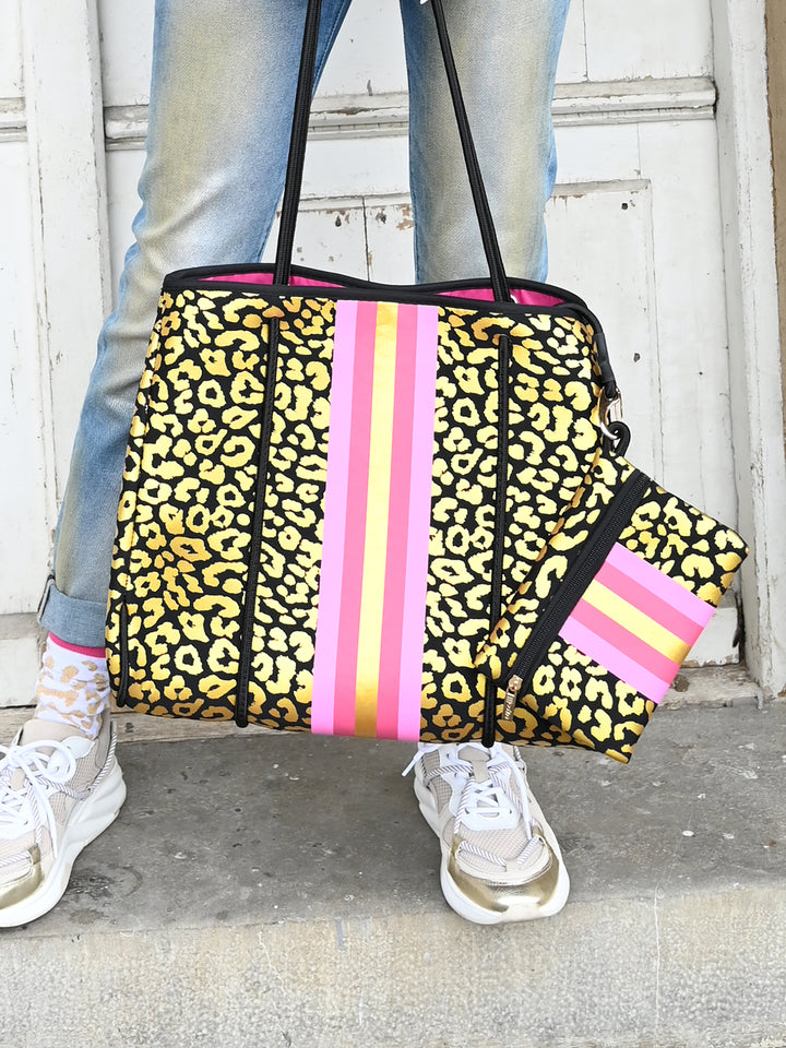 Neoprentasche Leo Schwarz Gold L