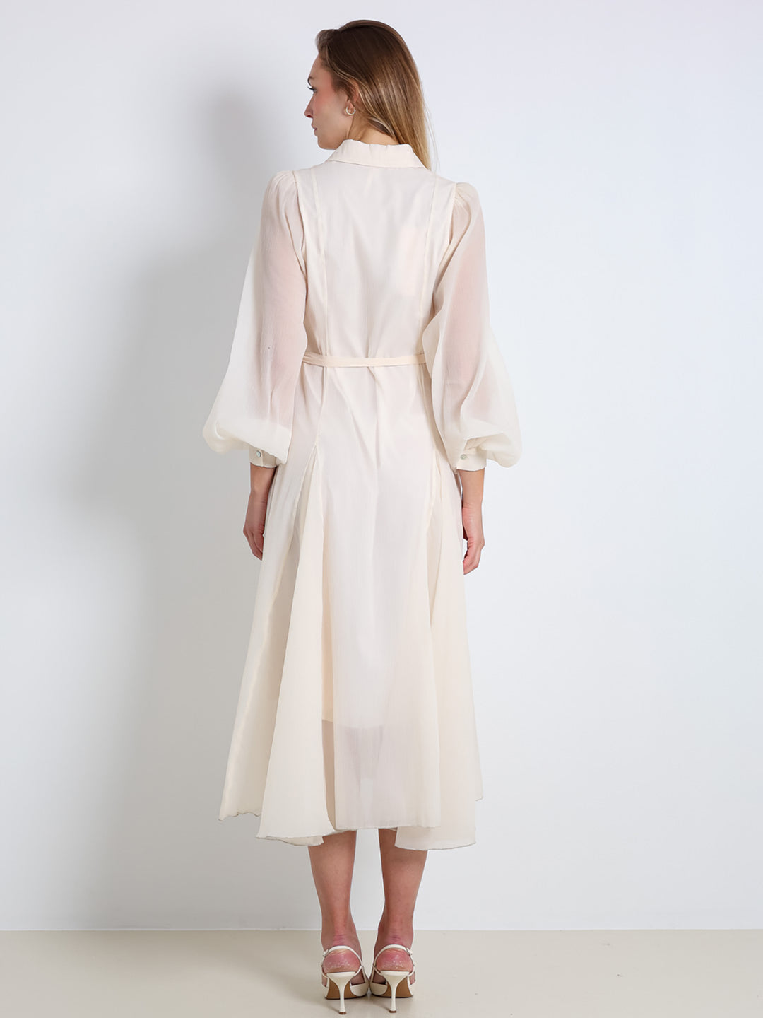 Semitransparentes Maxikleid Ecru