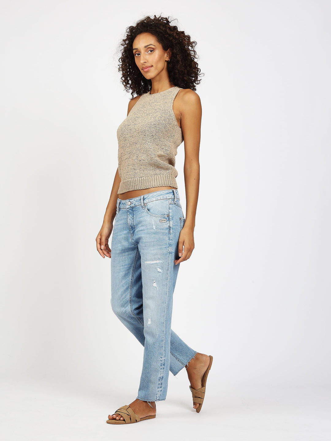 Jeans Nadia Cropped Boyfriend Fit Light Blue Repair