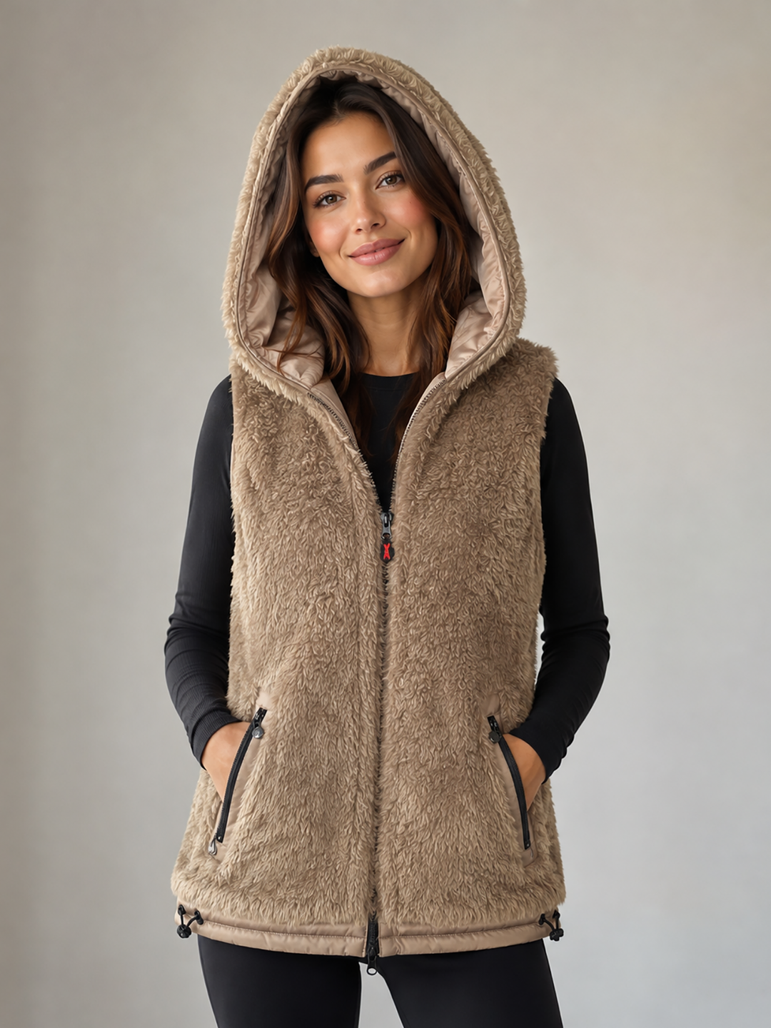 Fake Fur Weste Cafe au lait