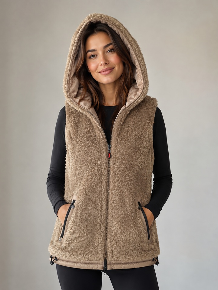 Fake Fur Weste Cafe au lait