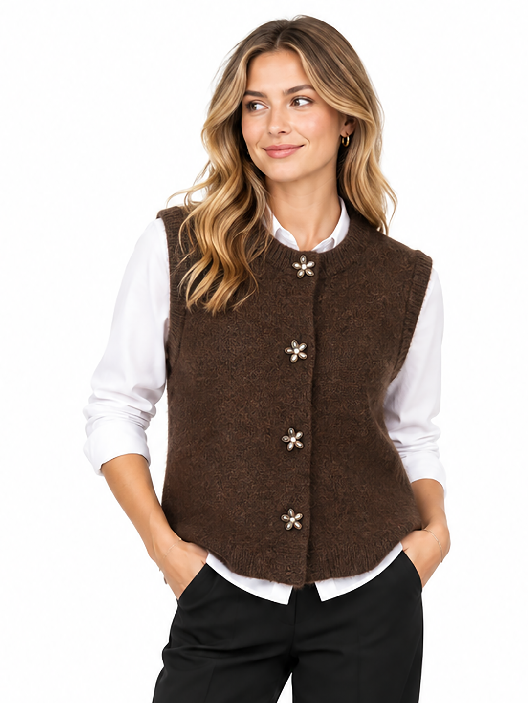 Strickweste Byomea Marone