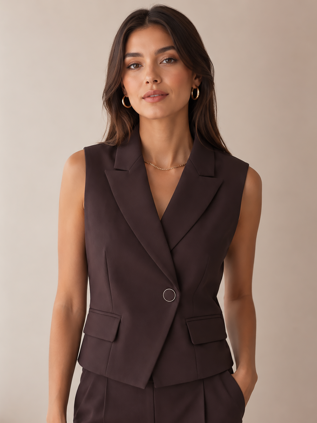AliniCC Wrap Vest Dark Brown
