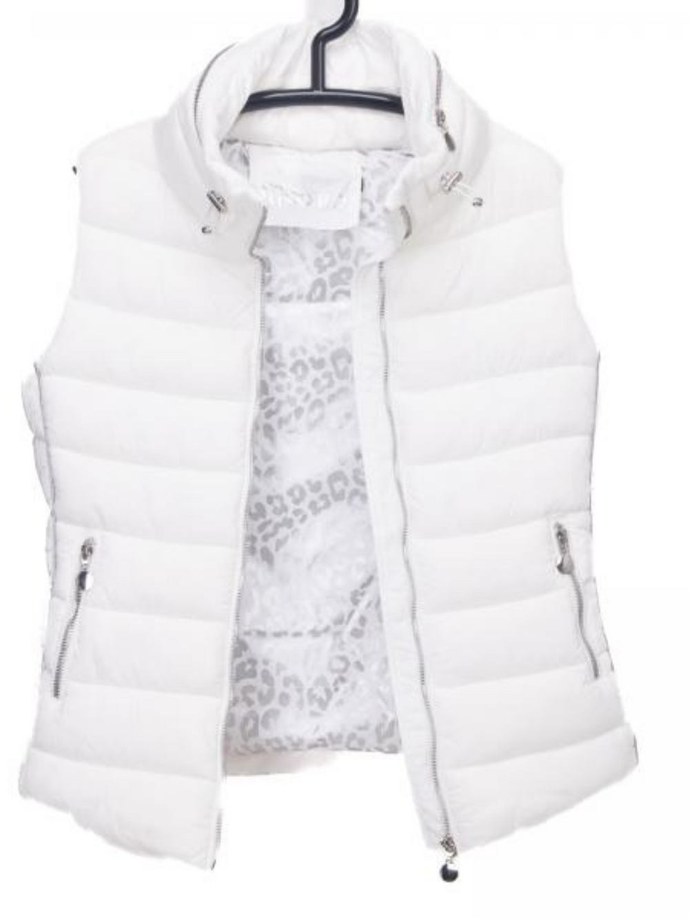 Weste in Weiss mit Silbernem Leo Print innen