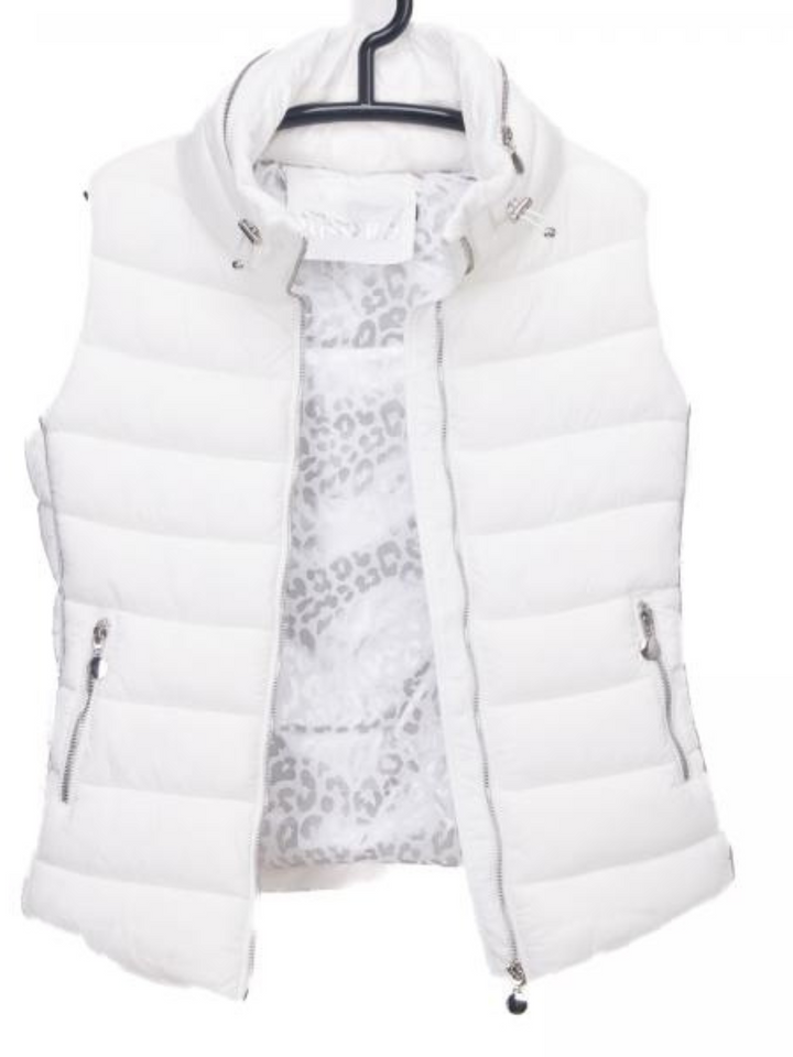 Weste in Weiss mit Silbernem Leo Print innen