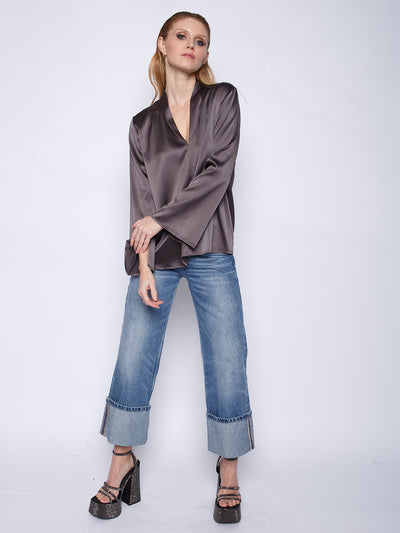 Seidenbluse Diane Dark Taupe