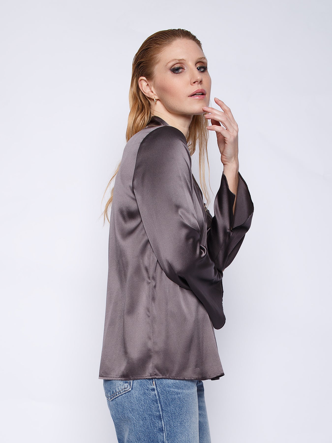 Seidenbluse Diane Dark Taupe