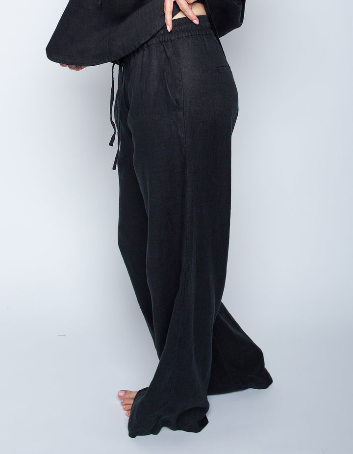 Schlupfhose Leinen Black