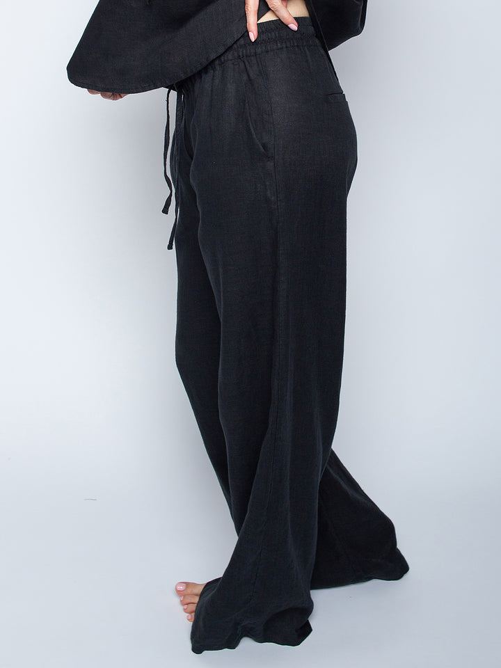 Schlupfhose Leinen Black
