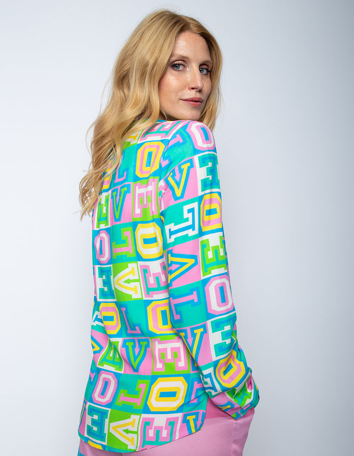 Shirtbluse Multi White Letters