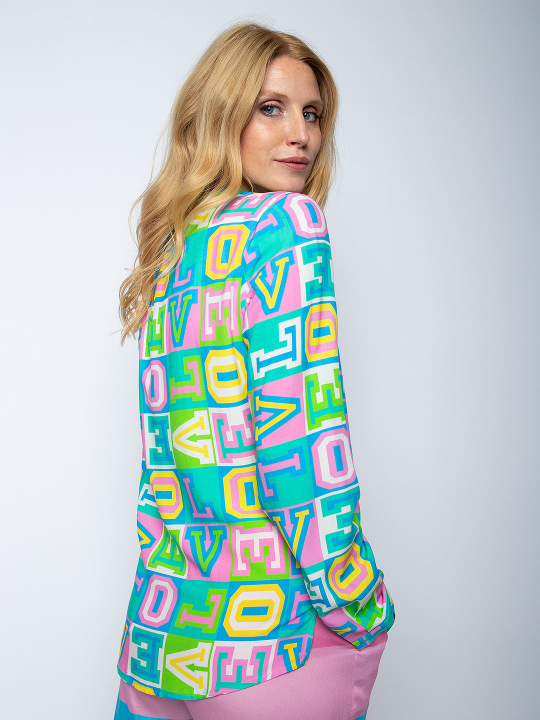Shirtbluse Multi White Letters