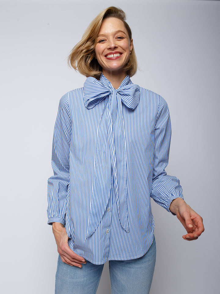 Schluppenbluse White Stripe