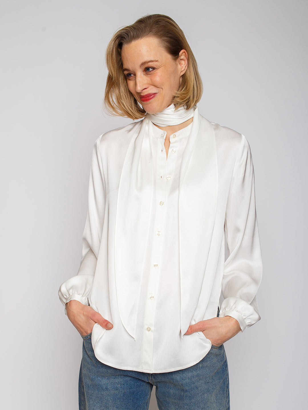 Schluppenbluse Offwhite