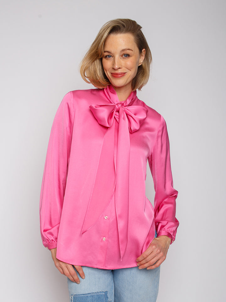 Bluse mit abnehmbarer Schluppe Pink