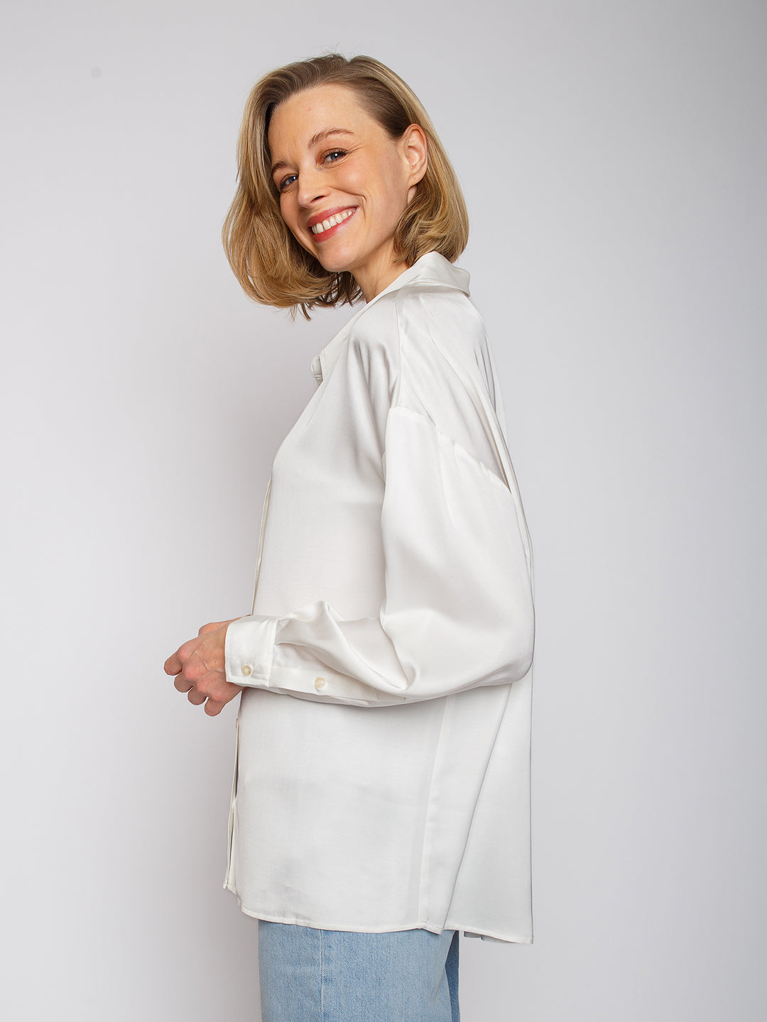 Oversized Hemdbluse Offwhite
