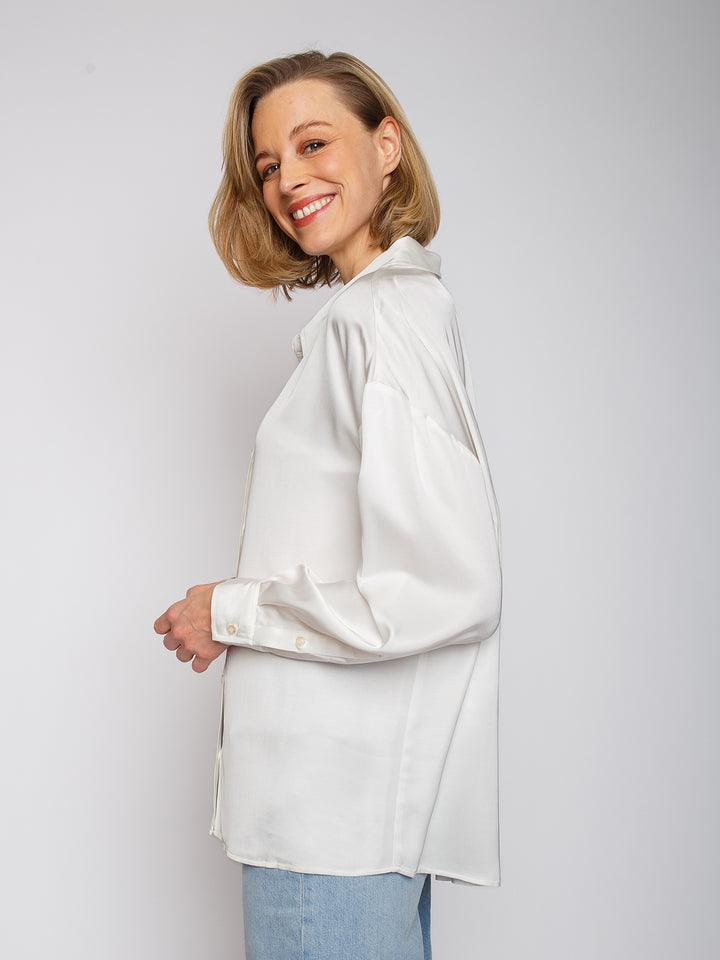 Oversized Hemdbluse Offwhite