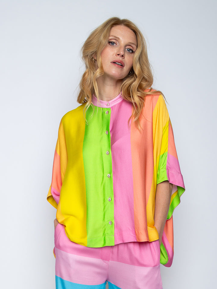 Boxy Bluse Multi Stripes