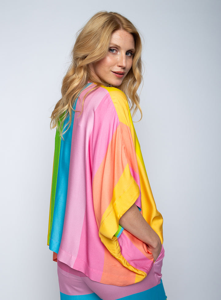 Boxy Bluse Multi Stripes