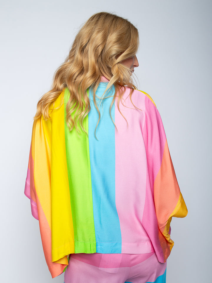 Boxy Bluse Multi Stripes
