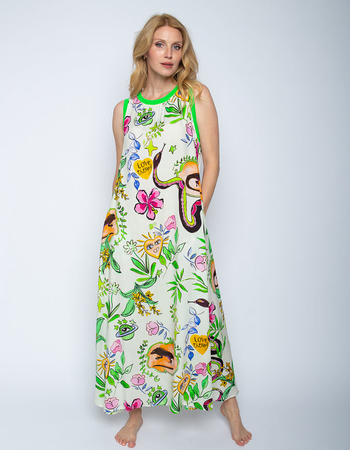 Maxikleid White Comic