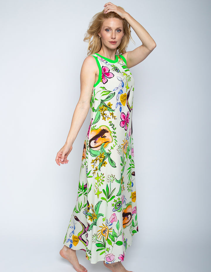 Maxikleid White Comic