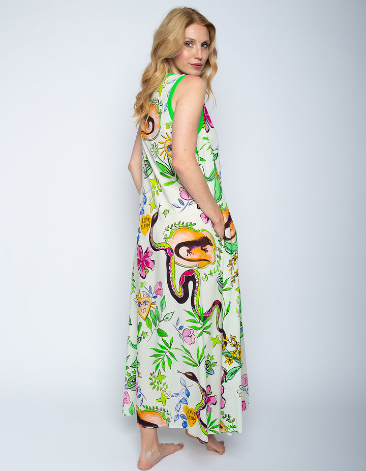 Maxikleid White Comic
