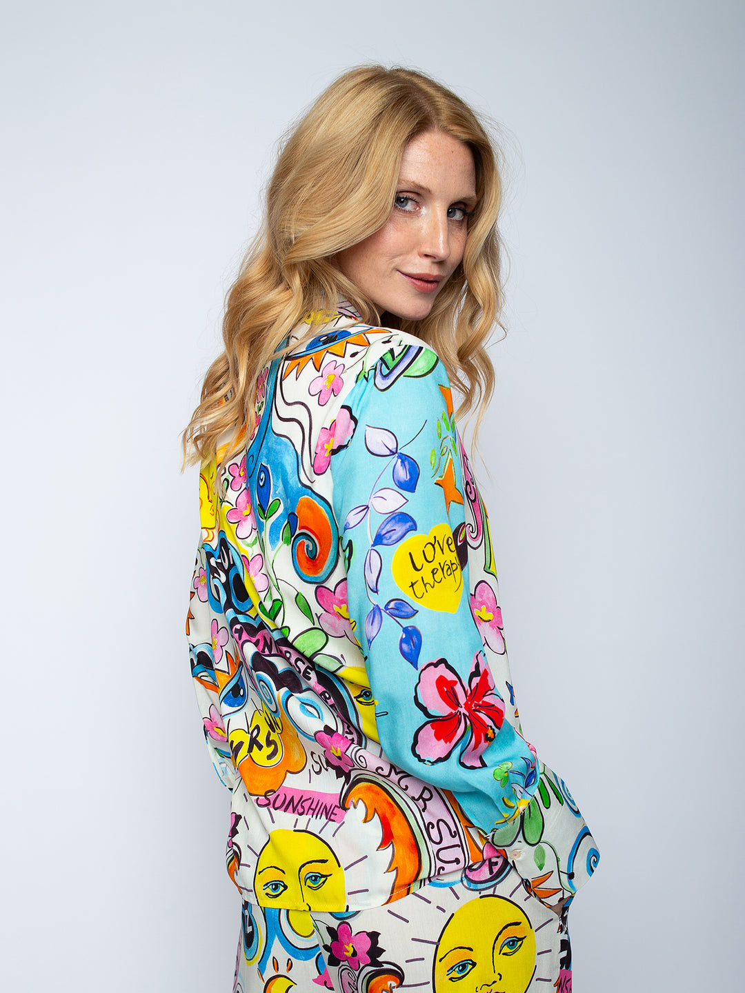 Hemdbluse White Multi Comic