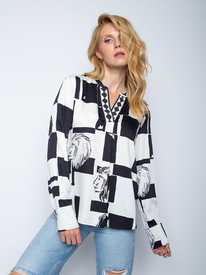 Shirtbluse Black White Leo
