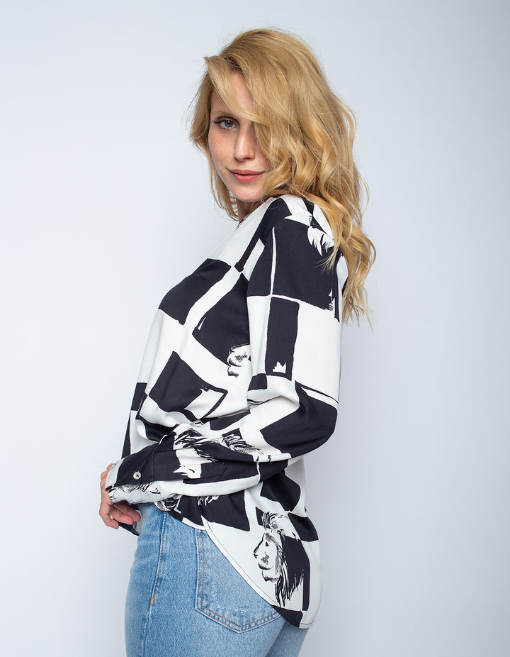 Shirtbluse Black White Leo