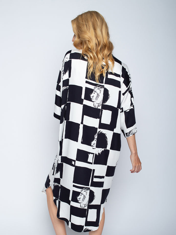 Oversized Tunikakleid Black White Leo