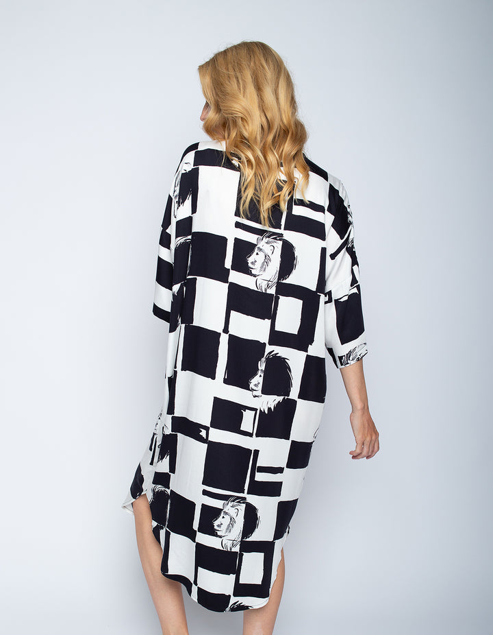 Oversized Tunikakleid Black White Leo