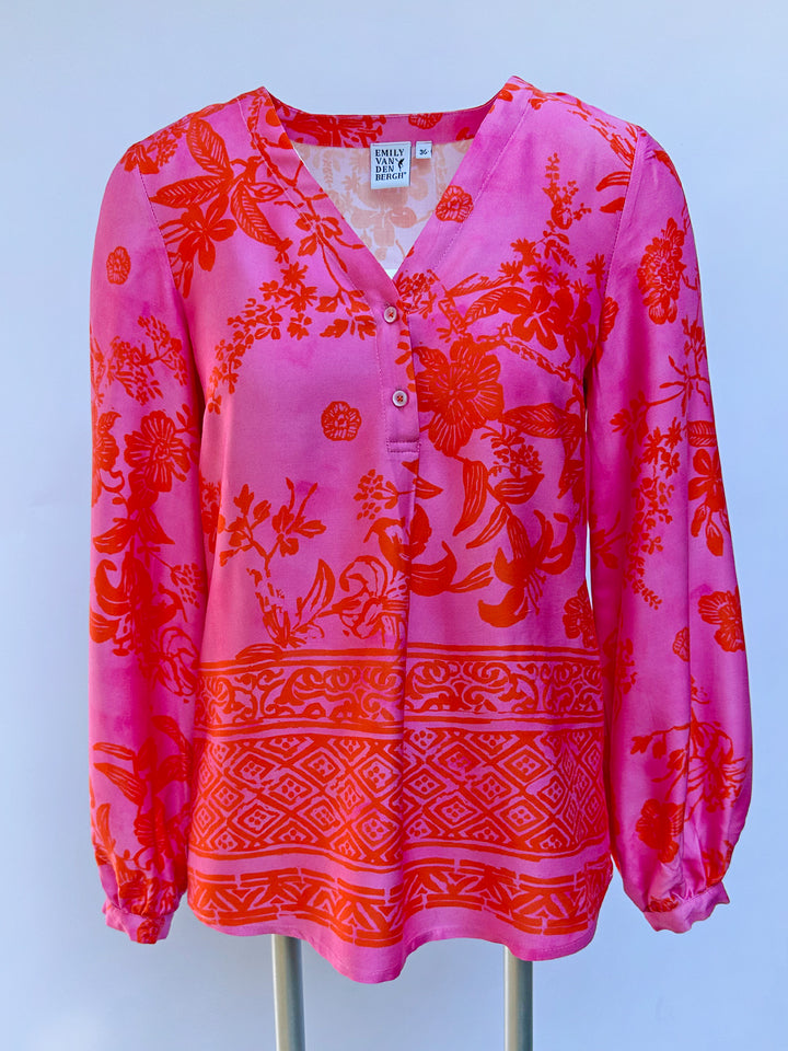 Shirtbluse Flowers Pink
