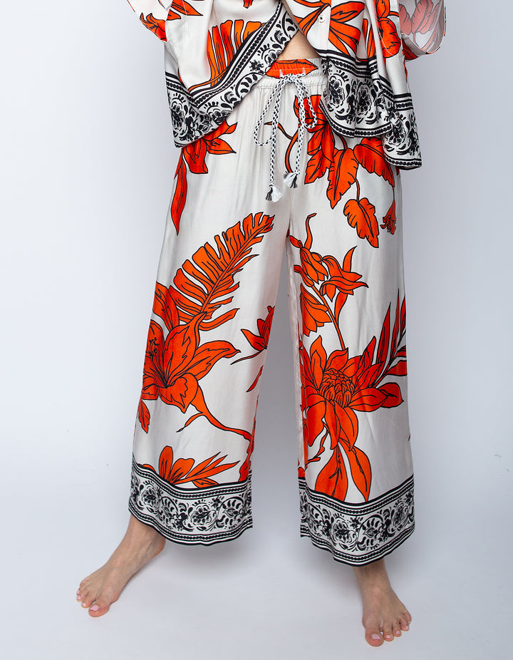 Schlupfhose Orange Black Flowers