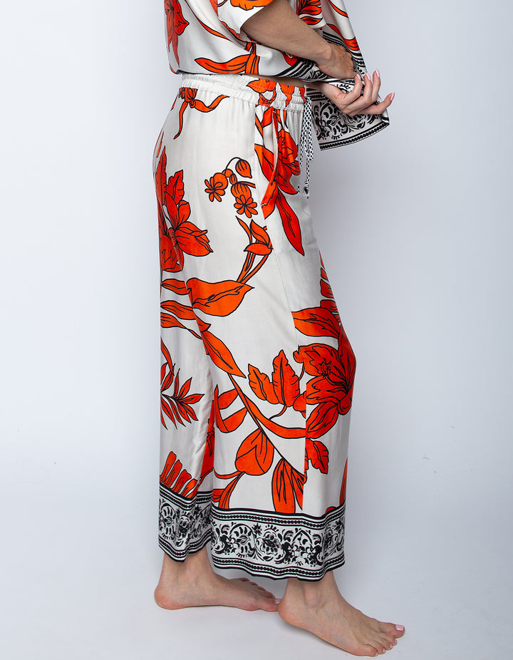 Schlupfhose Orange Black Flowers