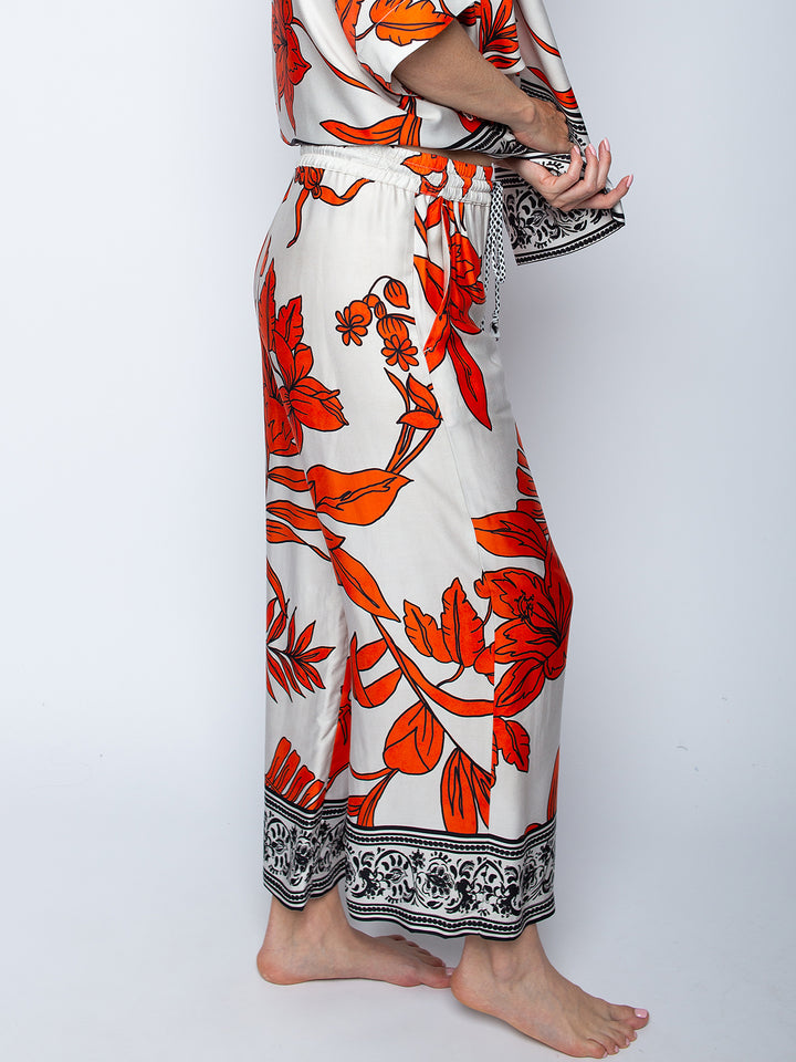 Schlupfhose Orange Black Flowers