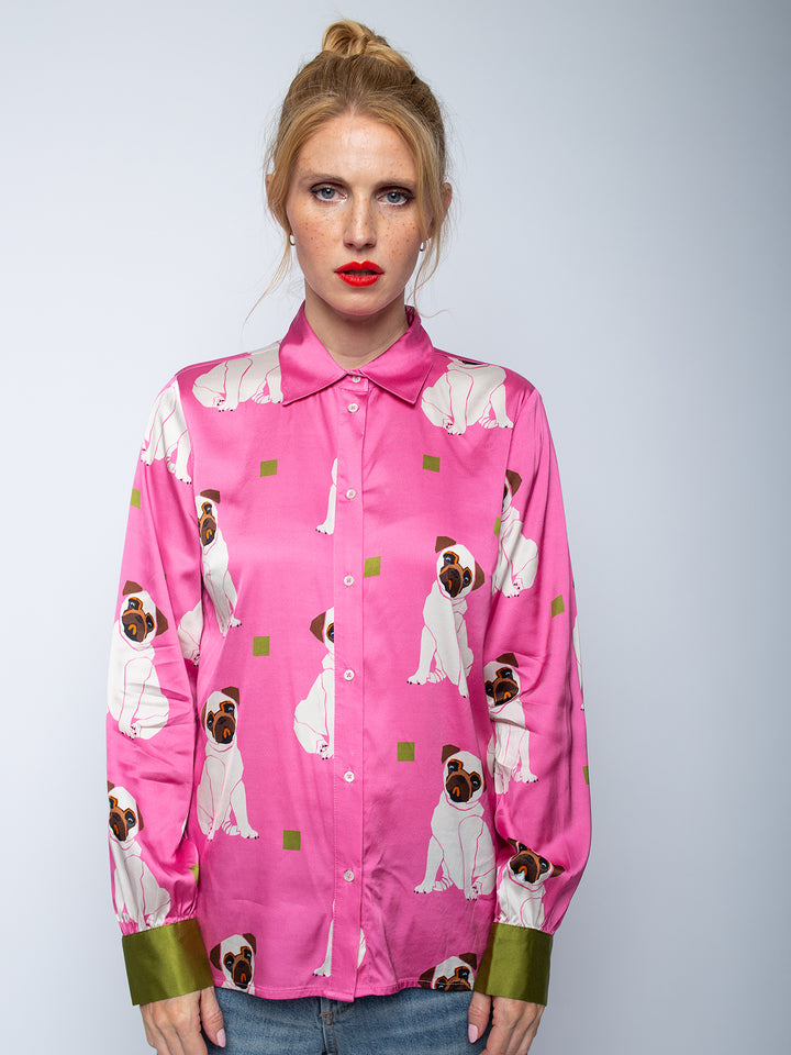 Hemdbluse Pink Dogs