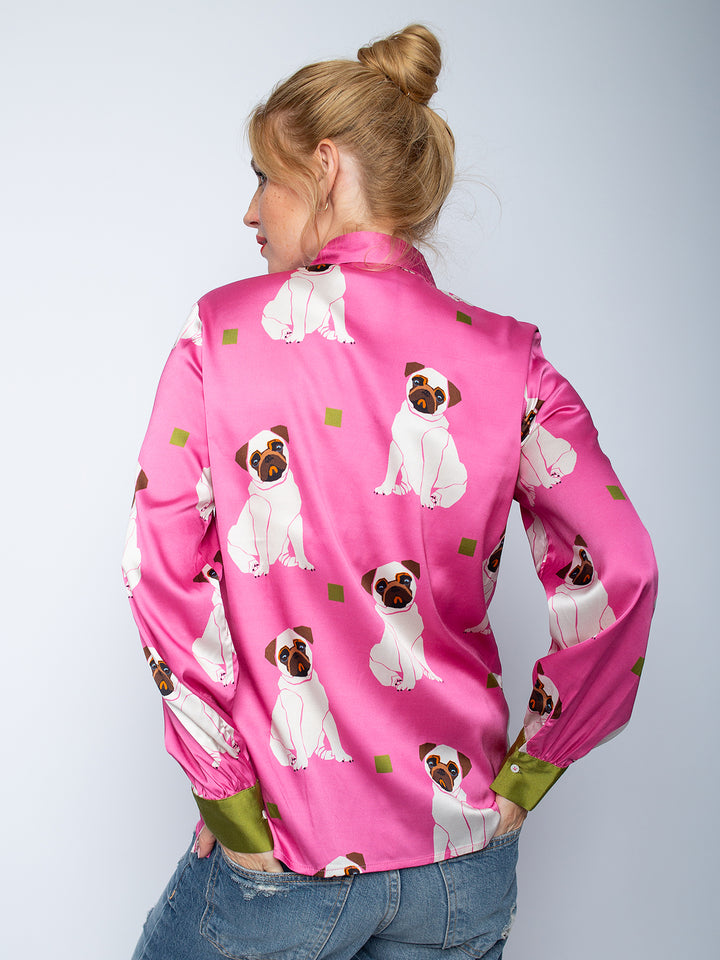 Hemdbluse Pink Dogs