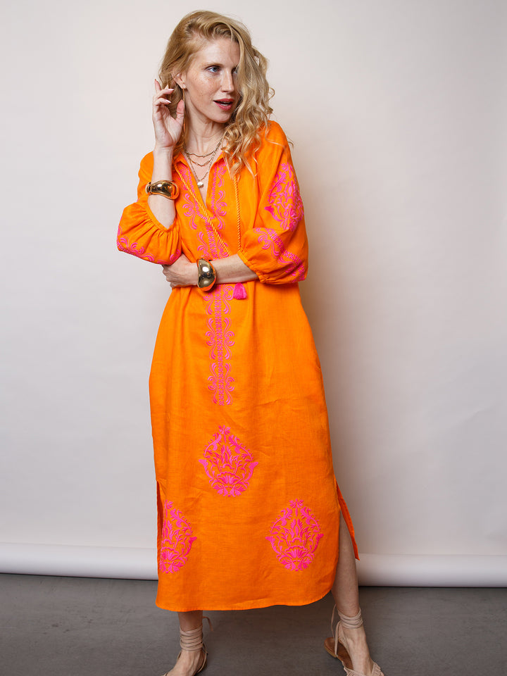 Tunikakleid Leinen Orange