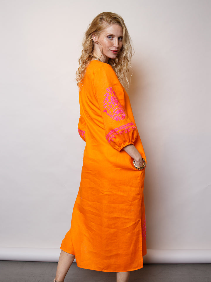 Tunikakleid Leinen Orange