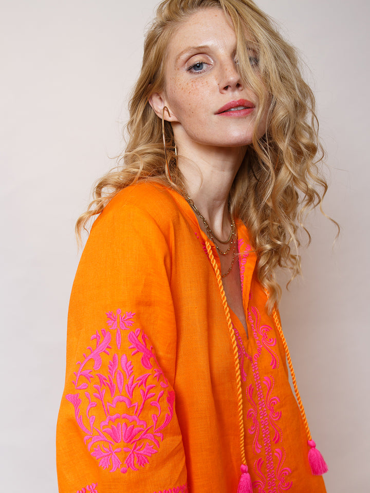 Tunikakleid Leinen Orange